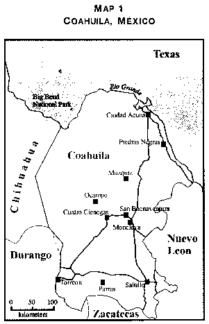 Map of Coahuila