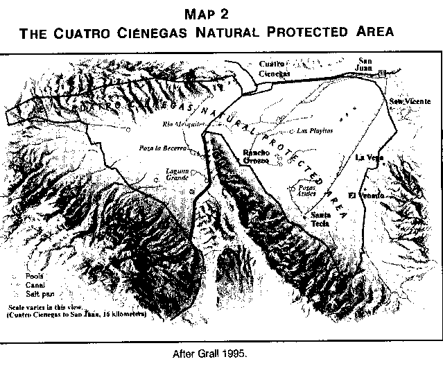 Map of the Cuatrocinegas Protected Area